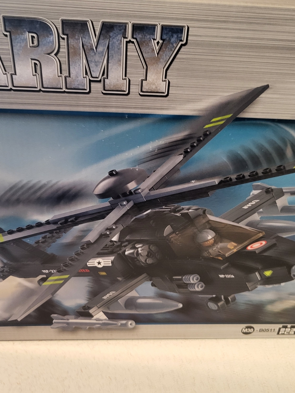 Kids Army Attack Helicopter Building Toy - Black